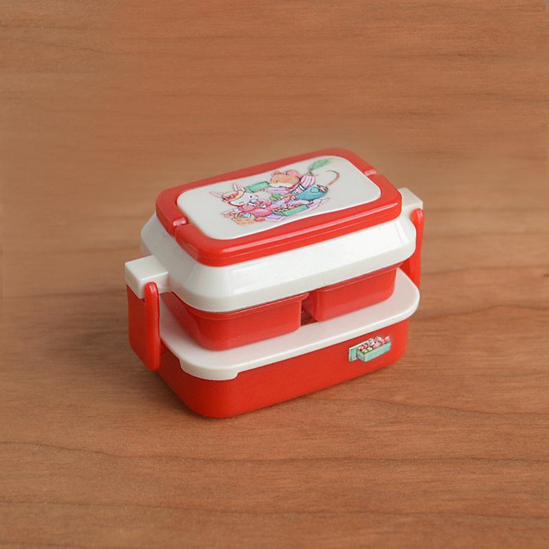 1/12 Dollhouse Simulation Hand-Held Lunch Box Picnic Box Model Doll Home Mini Kitchen Tableware Decoration Pretend Play Toys