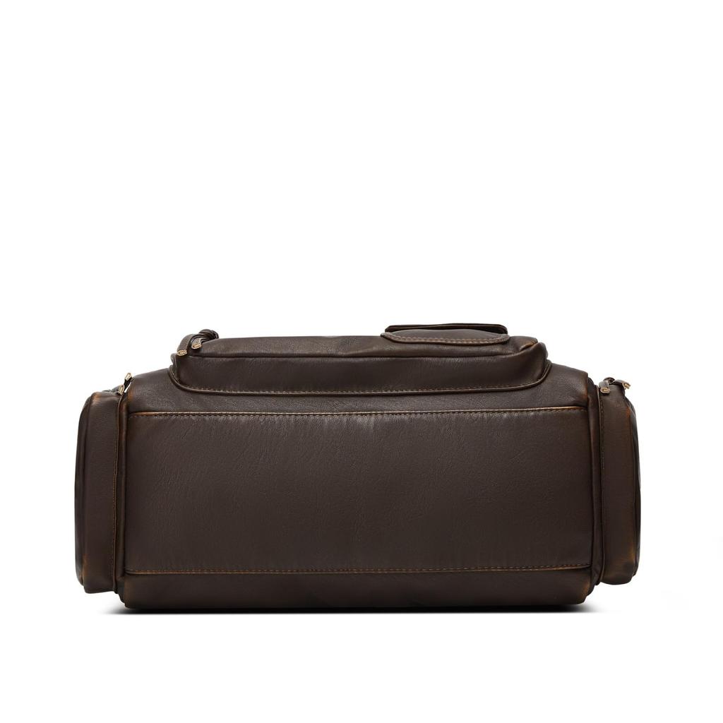 Zipper Retro Hot Girl Motorcycle Bag Large Capacity Bronze French Shoulder Bag