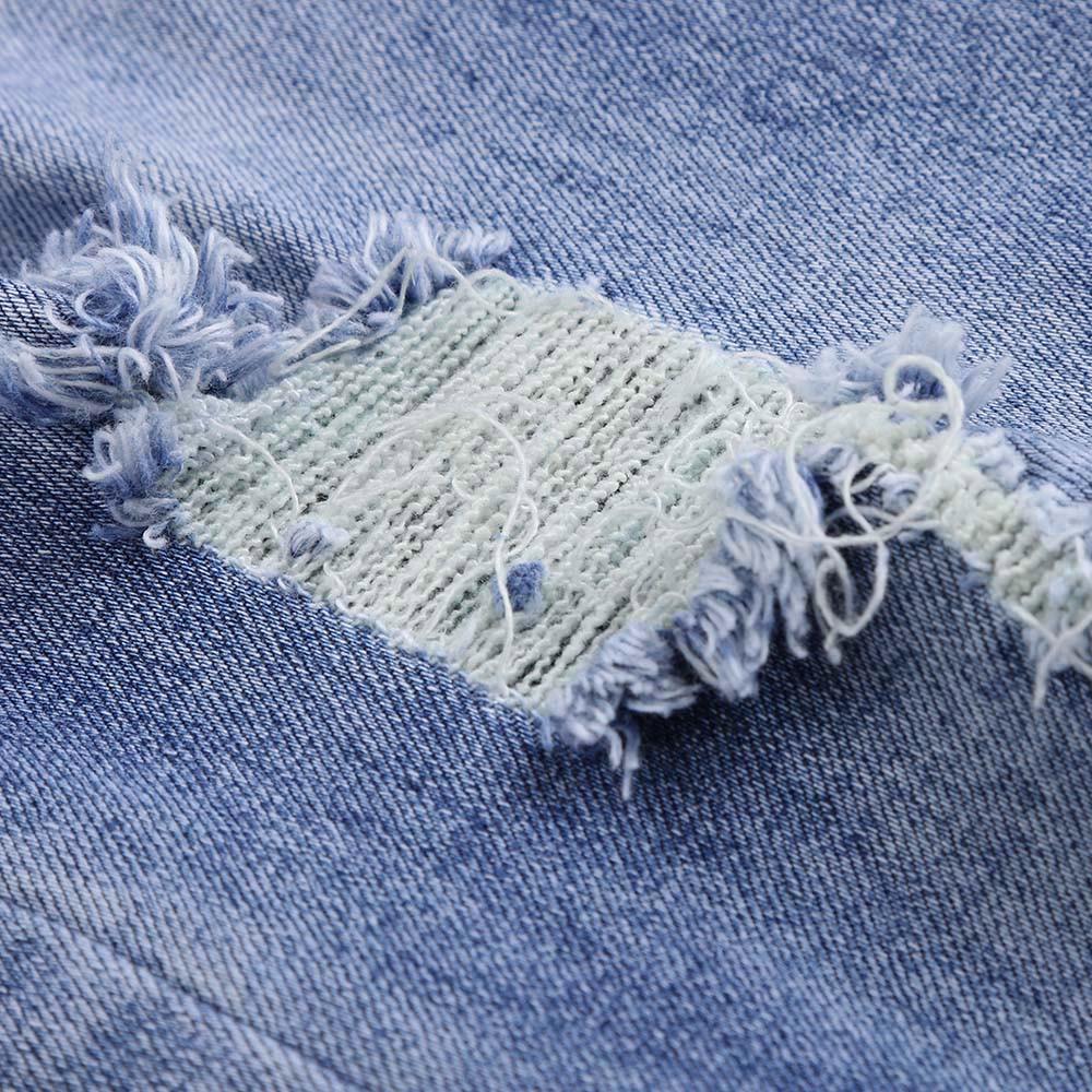 Women High Waisted Hole Skinny Denim Jeans Stretch Trousers Pants Calf  Jeans