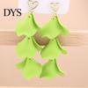 Women Vacation Earrings 1 Pair Hanging Flower Shape Bohemian Style Petal Tassel Hollow Heart Lady Ear Jewelry Prom Beach Dangle Long