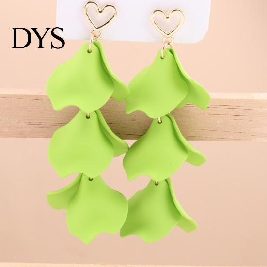 Women Vacation Earrings 1 Pair Hanging Flower Shape Bohemian Style Petal Tassel Hollow Heart Lady Ear Jewelry Prom Beach Dangle Long