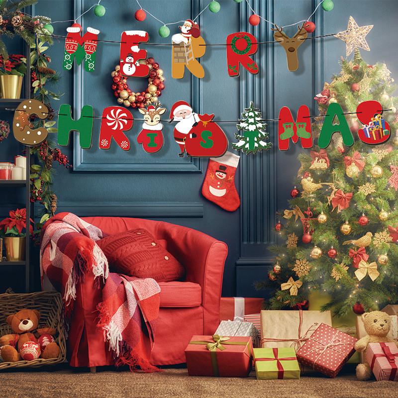 Party Hanging Holiday Decorations With Spiral Flags For Merry Christmas Theme