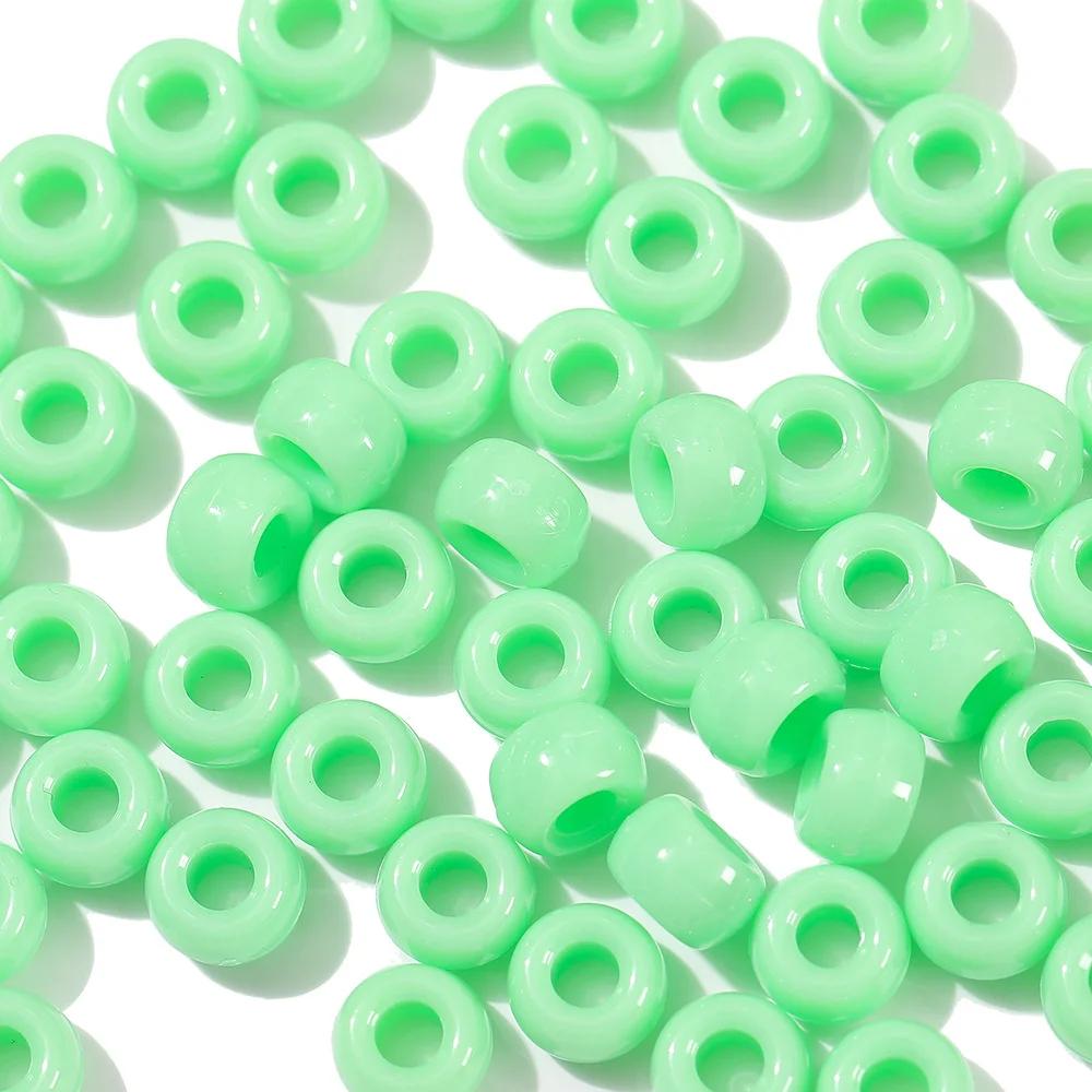 TX40 100Pcs 9mm Colors Minimalist Multicolor Rotundity Acrylic Big Hole Spacer Beads DIY Craft Kid Necklace Bracelets Accessory