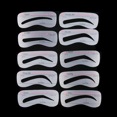 10 Style/set Silicone Soft Eyebrow Card Stencil Grooming Shaper Template Makeup Tools Stickers for Women Eyebrow Shaper Cosmetic Tool