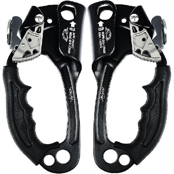 Hand Ascender High strength aluminum Alloy Climbing Ascender with Ergonomic Rubber Handle Strong Rappelling Gear Equipment for Rock Climbing Tree