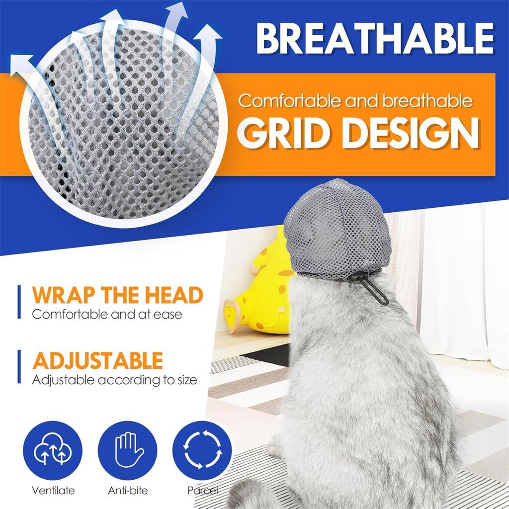Kaganiec do pielęgnacji - Regulowany Oddychający - Bezpieczne Dopasowanie Maska Zakrywająca Głowę, Idealna do Obcinania Pazurów Kotów, Kąpieli, Zastrzyków i Zabiegów Weterynaryjnych