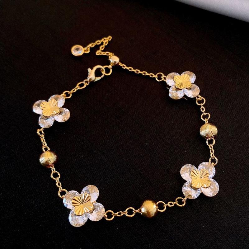 Геометрический браслет-цветок с французскими цирконами - Ретро, Роскошный женский модный браслет