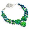 Ammolite Necklace 18 Inch Adjustable Chain Gemstone Silver Tone Jewelry PT 3054