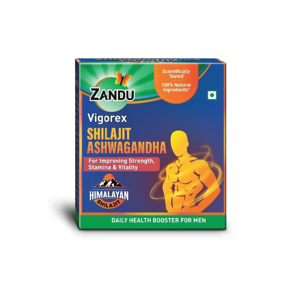 Zandu Vigorex Shilajit Ashwagandha Capsules For Men Vitality Energy Support Daily Wellness Supplement Pack Of 1 60 Capsules