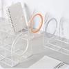 2Pieces Acrylic Bookends for Shelf 4 Section Book End Magazine Stand Book Stoppers Space Saving Desk Book Organizers
