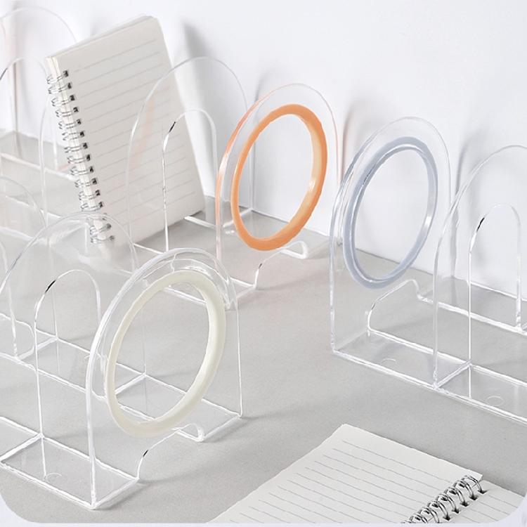 2Pieces Acrylic Bookends for Shelf 4 Section Book End Magazine Stand Book Stoppers Space Saving Desk Book Organizers