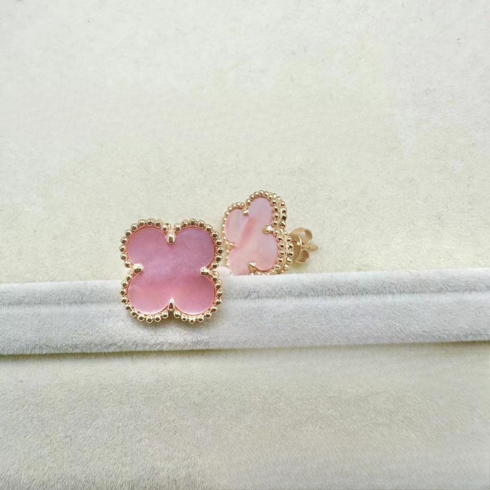 High-End Klassische Vierblattklee-Ohrringe für Damen, Roter Chalcedon High-End Damenohrringe