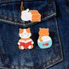 Funny Playing Reading Cats Design Enamel Brooches Kitten And Fish Shaped Golden Pins Pet Owner Badge