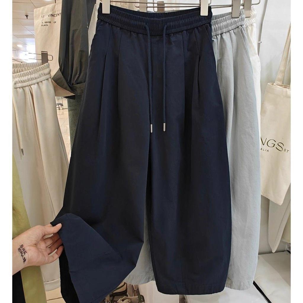 2026 Summer Korean-Style Loose Washed Cotton Balloon Harem Pants – Women's Casual Cropped Wide-Leg Trendy Trousers