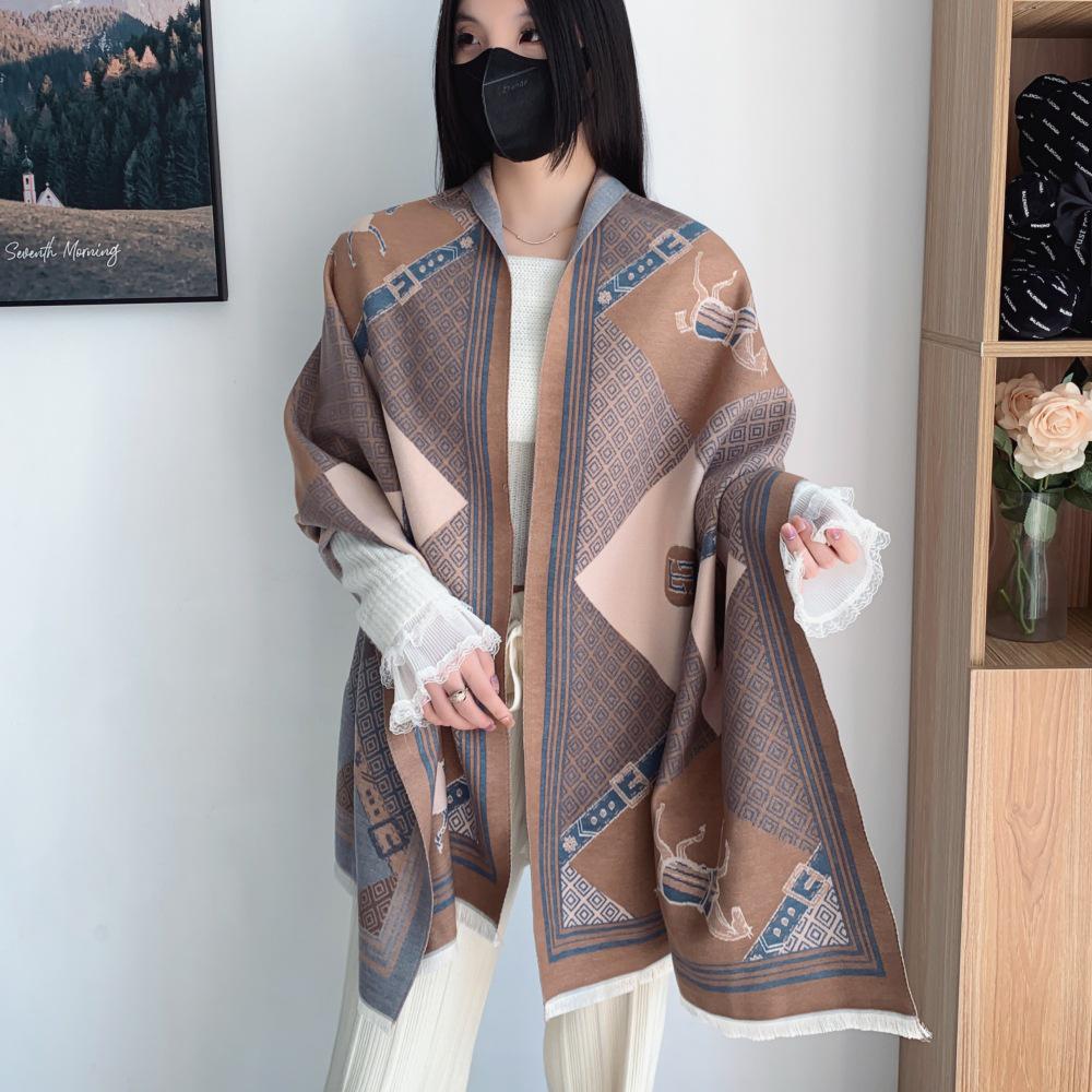 Liu Yifei Langer Schal Damen Winter Halswärmer - Hochwertiger Kaschmir-Imitat Strickschal