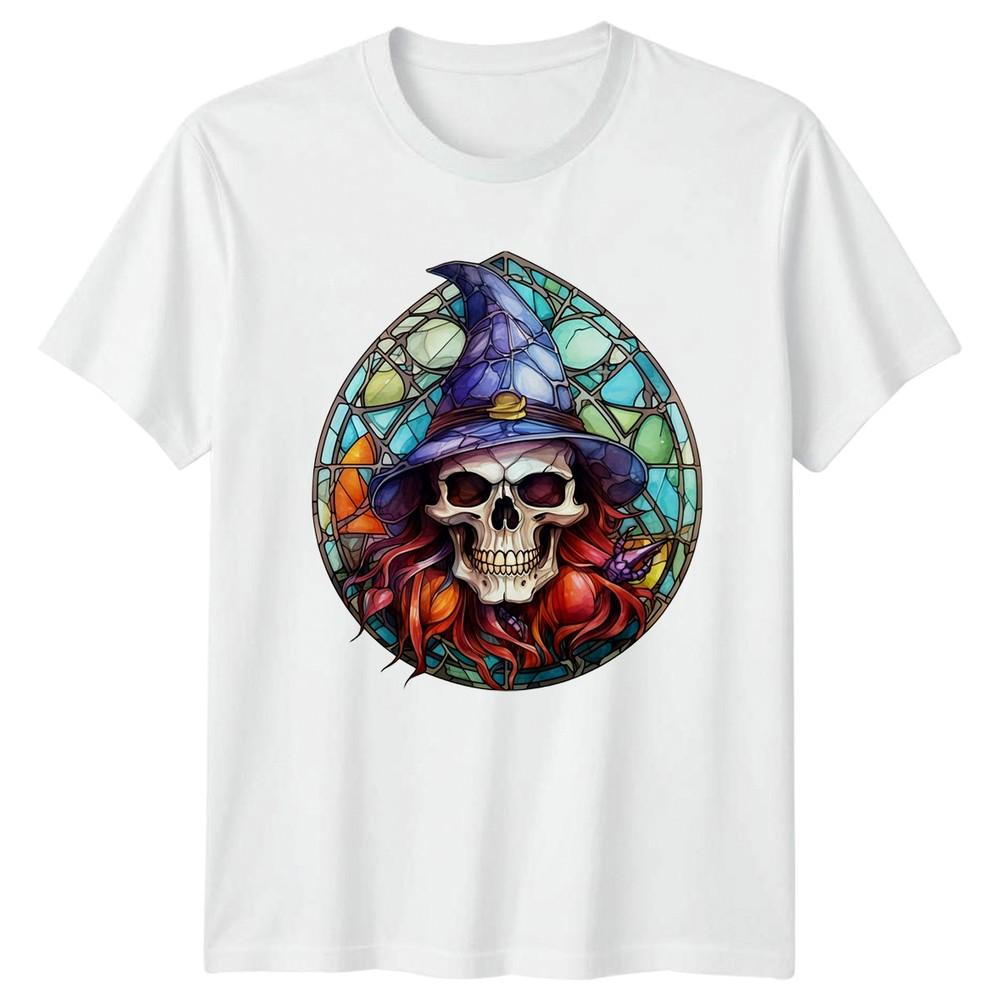 Stained Glass Witch Skull TShirt Halloween Gift For Him And Her S