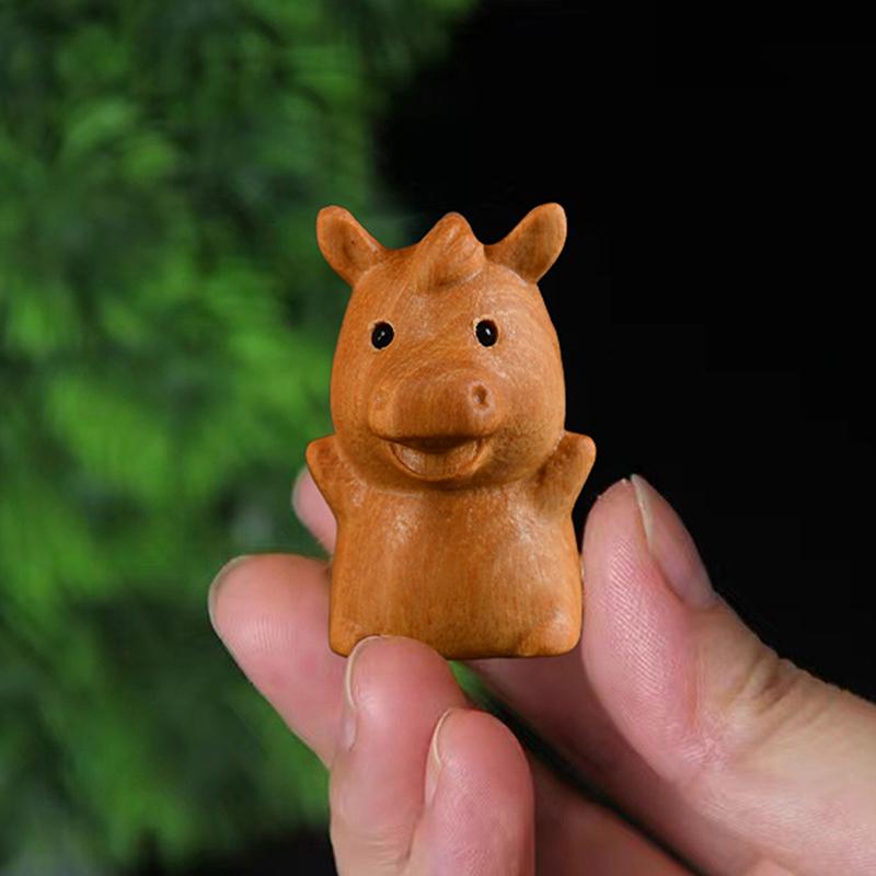 1/2pcs Whimsical Horse Decor 2026 Chinese New Year Zodiac Horse Statue Wood Carving Horse Ornaments Desktop Decor Car Decoration