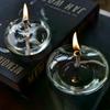 1Pcs Handmade Oblate Transparent Glass Candlestick Oil Lamp With Wick Dinner Table Candle Rustic Christmas Home Decoration