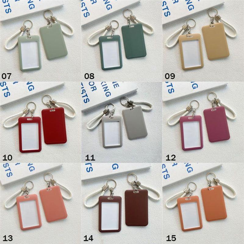 Multicolor Matte Plastic Id Card Holder Wrist Lanyard Scratch Resistant Shell For Students Office Workers Access Cards
