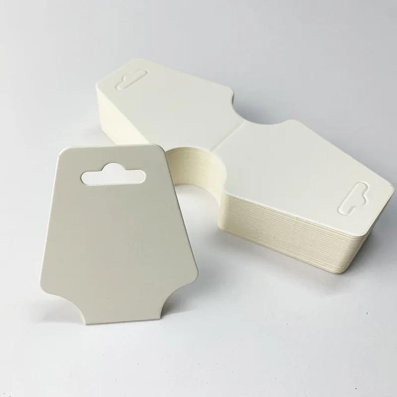 Retail 100 Pieces Necklace Package DIY Double Fold Kraft Paper Label Rectangular Gift Card Label Blank Label 3 Colors