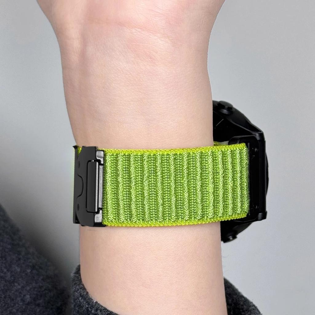 Nylon Watch Band for Garmin Fenix 7 Pro/7/6 Pro QuickFit 22mm Parachute Buckle Woven Wrist Strap with Stainless Steel Connector
