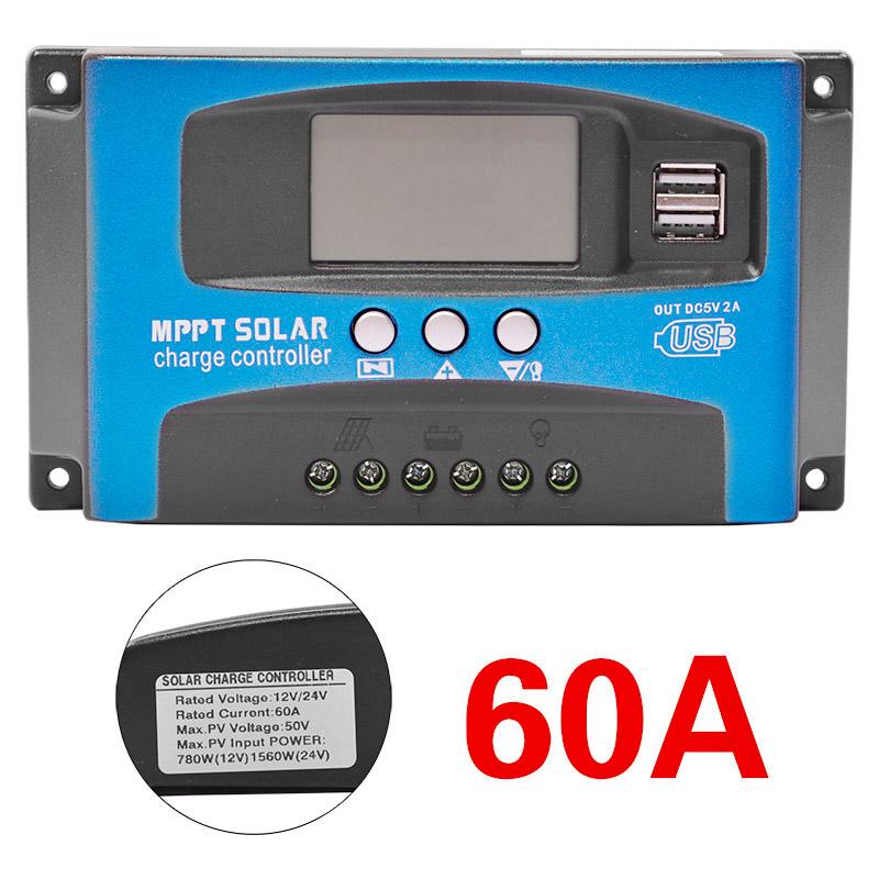 

12 В/24 В MPPT контроллер солнечного заряда Dual USB LCD Dis 30/40/50/60/100A автоматический регулятор зарядного устройства панели солнечных батарей с Loadplay