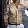 Herren Frühling Herbst Casual Langarmhemd mit einfachem Druck und vielseitigem Trend Locker sitzende Hemden Herren