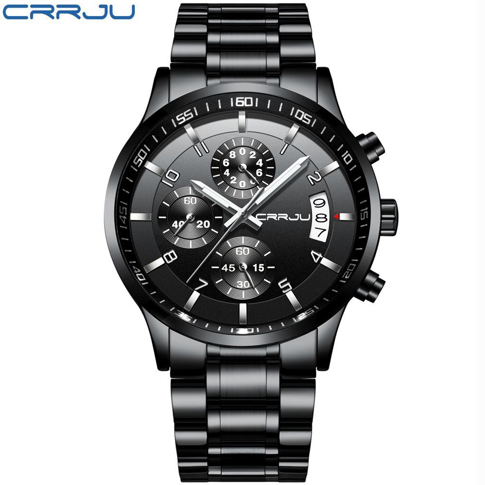 CRRJU 2214New six-hand steel strap solid men's hot-selling casual personalized watch, fashionable and popular for men