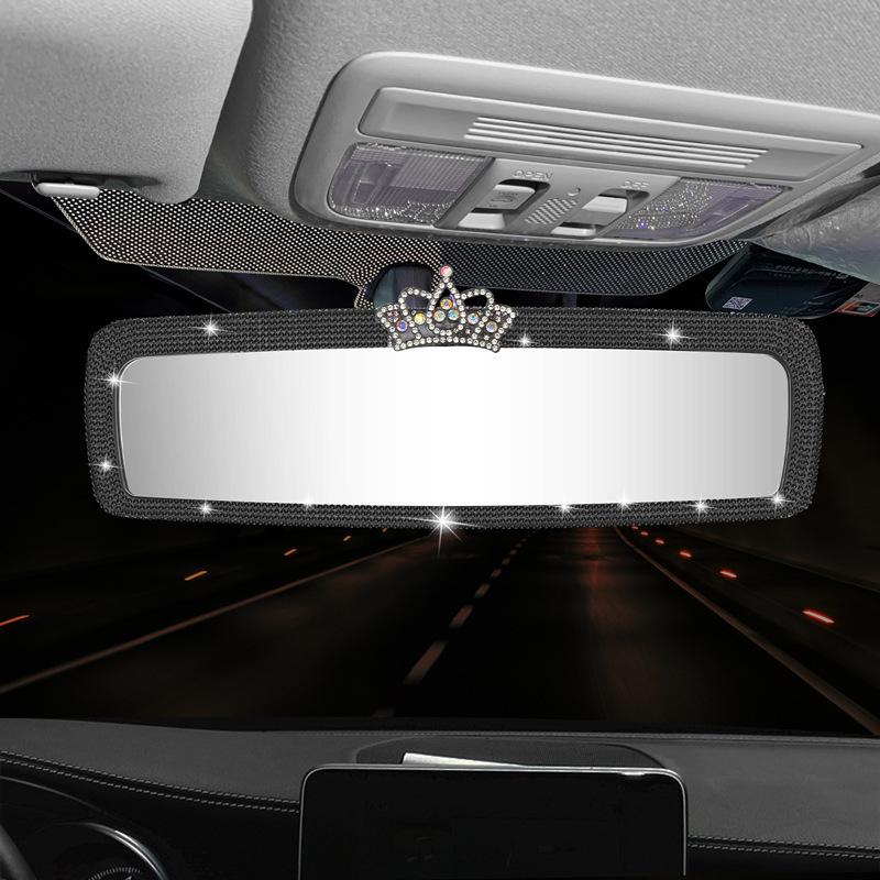 1Pc Chic Crystal-Encrusted Car Makeup Mirror - Ultra-Thin, Sunshade Design for All Vehicles, Durable ABS Plastic