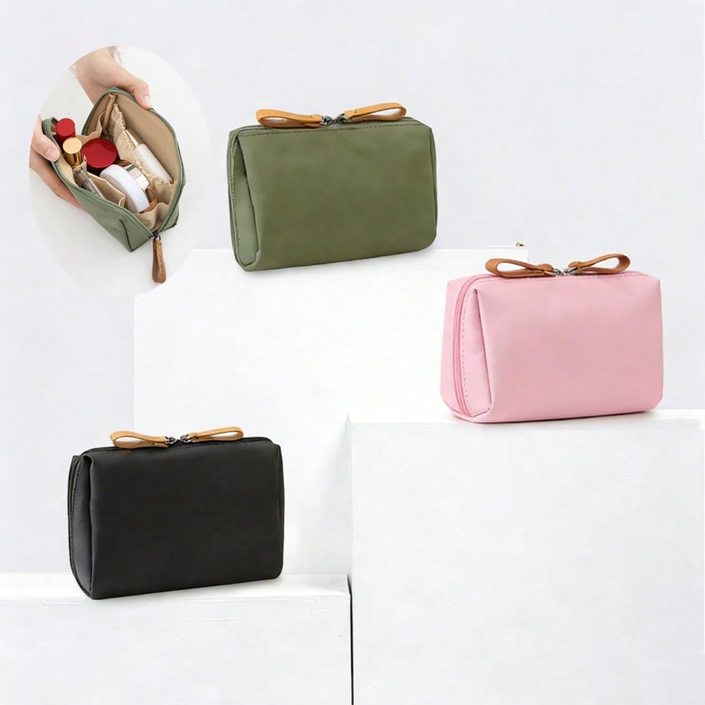 1pc Compact Waterproof Cosmetic Bag For Travel,Toiletry Organizer Storage Zipper Accessories Nail Make Up Bag