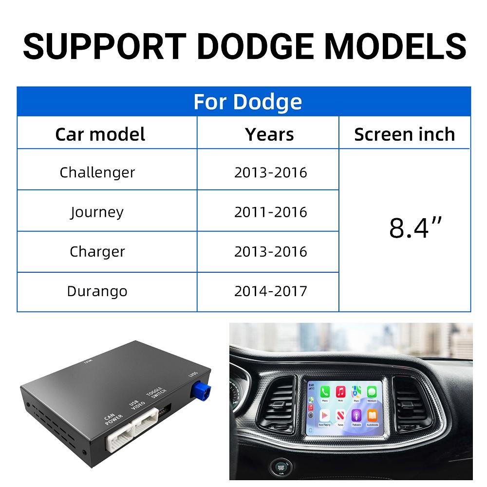 

Wireless CarPlay Android Auto Retrofit Kit Decoder Box For Dodge Challenger Journey Charger Durango чёрный