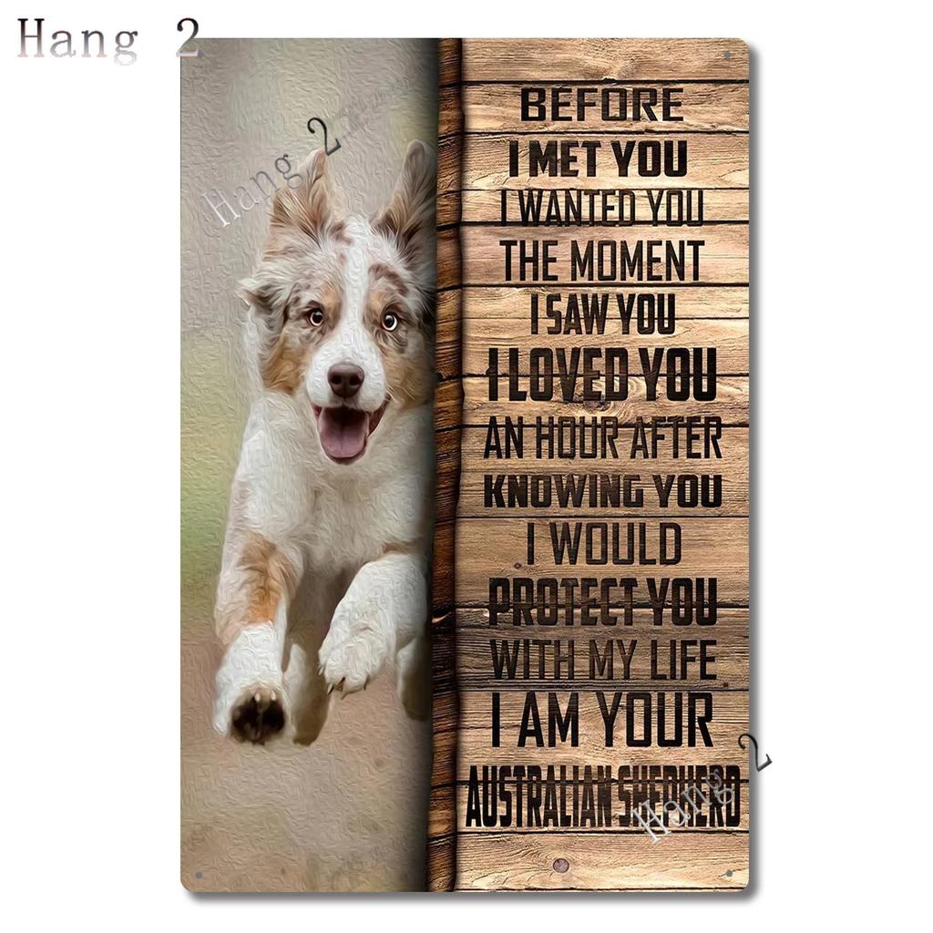 Aussie Metal Tin Sign Wall Decor Australian Shepherd Dog Bath Soap Poster Hanging Plaque Aluminum Signage Posters 8x12 Inch