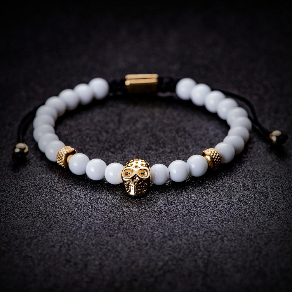2026 White Bead Crown Bracelet Set Epoxy Roman Numeral Bracelet Set
