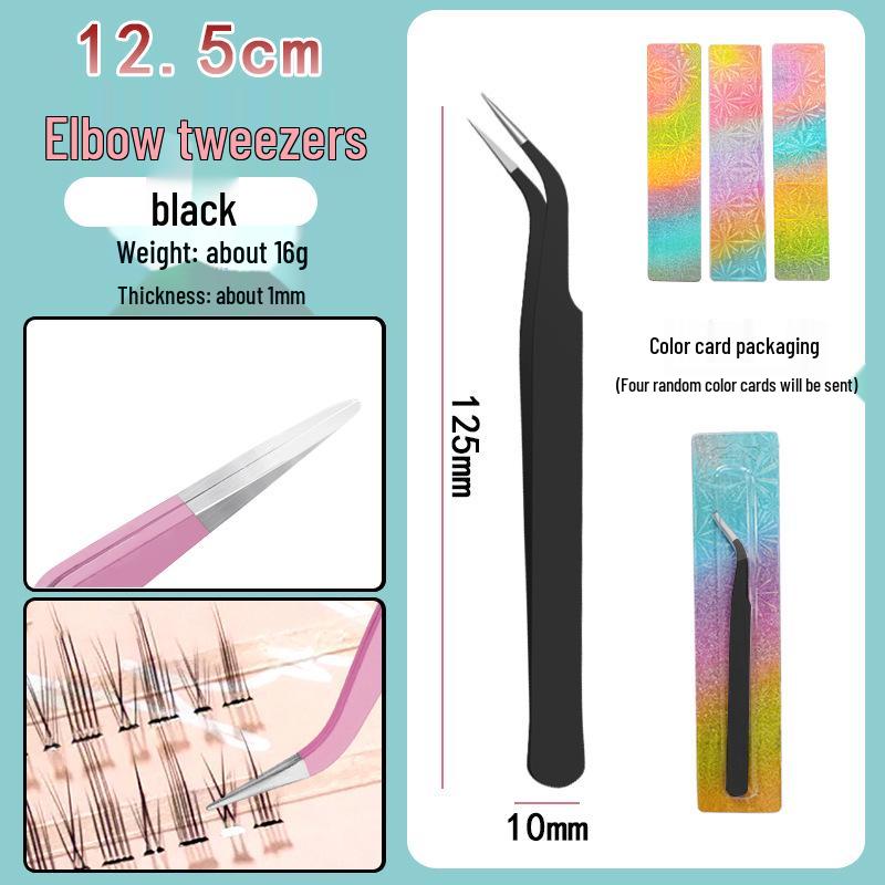 Colorful Stainless Steel Curved Tweezers for False Eyelashes and Planner Clips