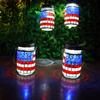 1/2Pcs Solar Garden Light, Outdoor Waterproof Solar-Powered Hanging Lantern with American Flag Design for Independence Day Holiday Decoration