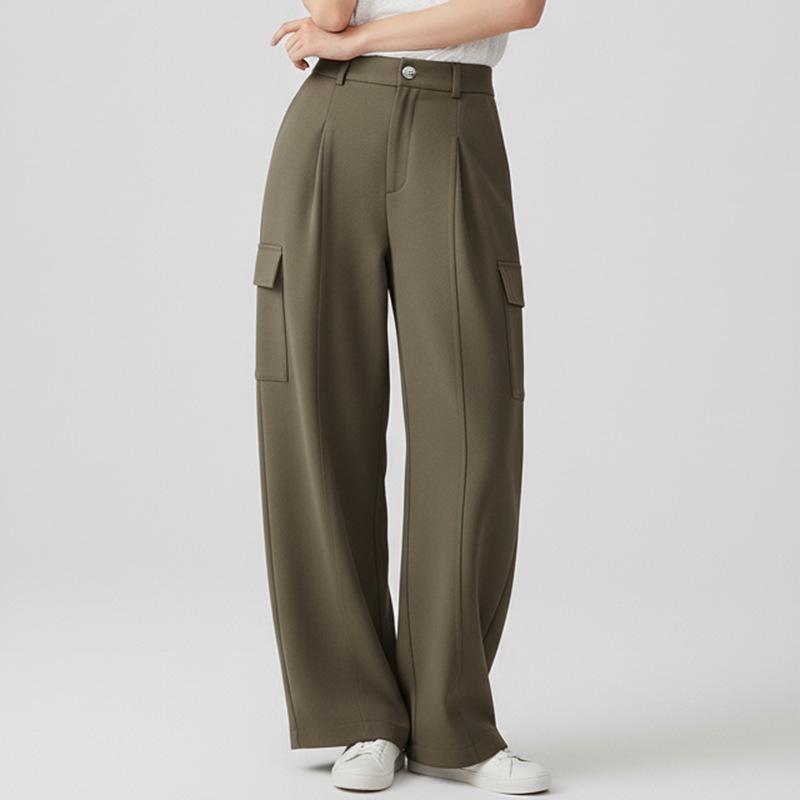 

2026 Spring Women s High Waist Mountain Style Wide-Leg Casual Pants Large армія зелений колір