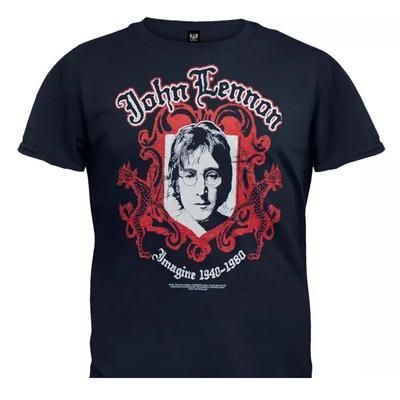 John Lennon "Crest" 100% Cotton T-shirt Mens Tees Top - Medium- FREE SHIPPING