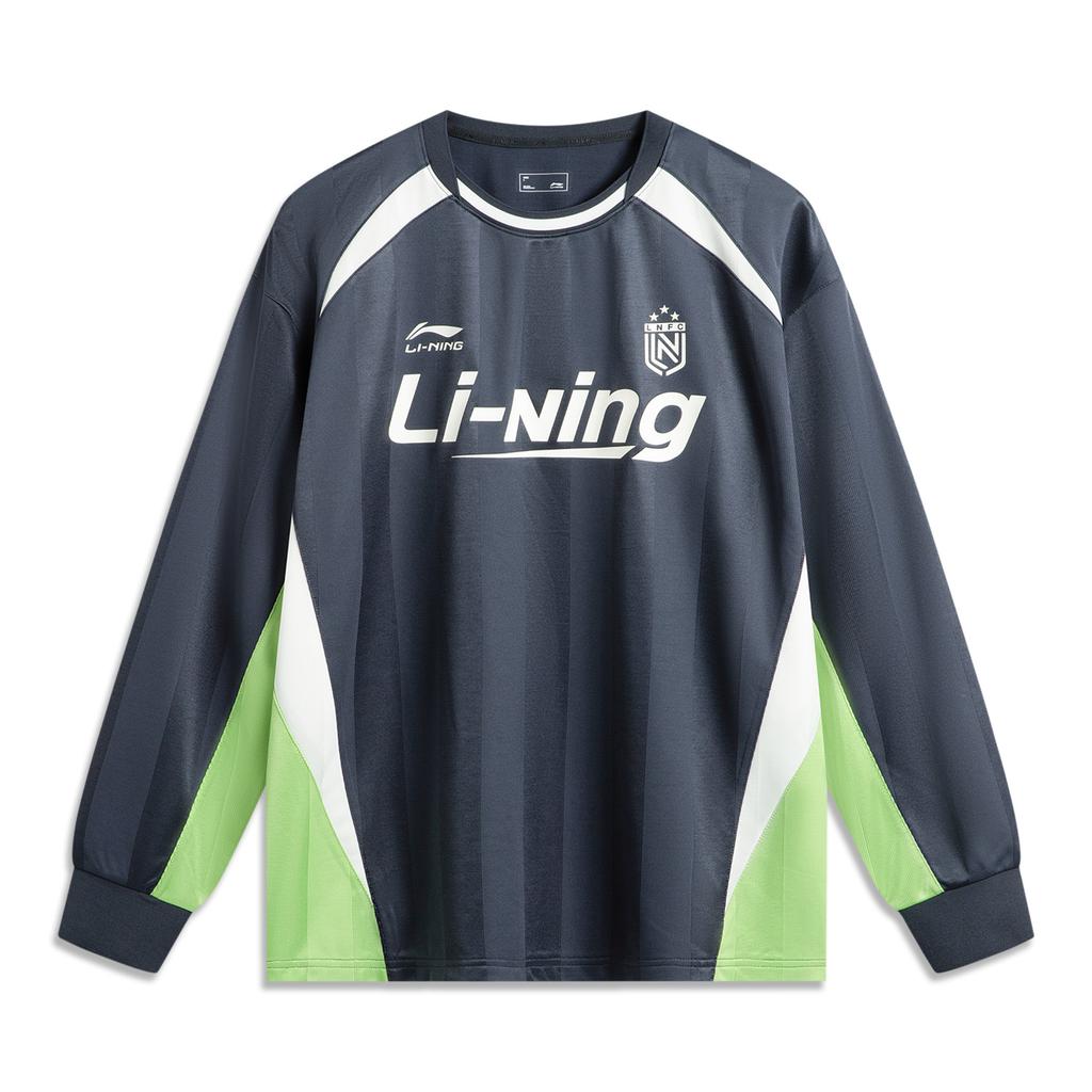 Li-Ning Sports Lifestyle Series Spliced Letter Round Neck Comfortable Breathable Versatile Long Sleeve T-Shirt Unisex Tops Navy-Blue AHSV301-3