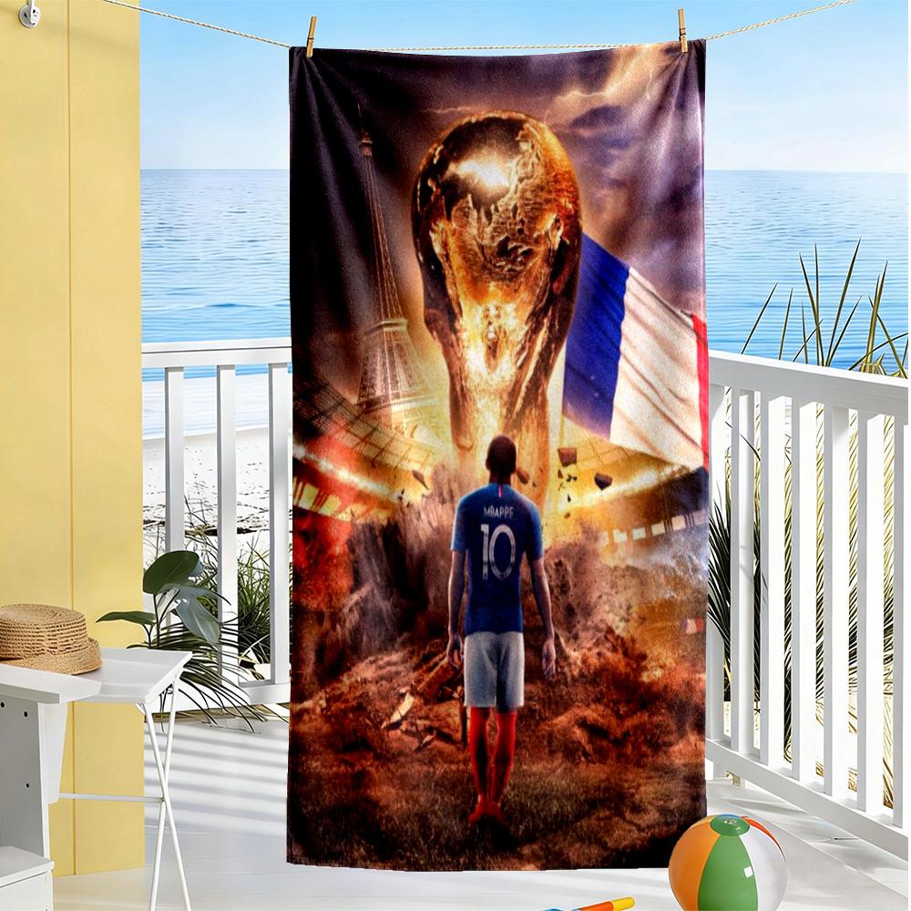 Star Player Kylian Mbappé Beach Towel Super Soft Absorbent Comfortable Lightweight Suitable for Swimming Gym Camping Yoga Vacation