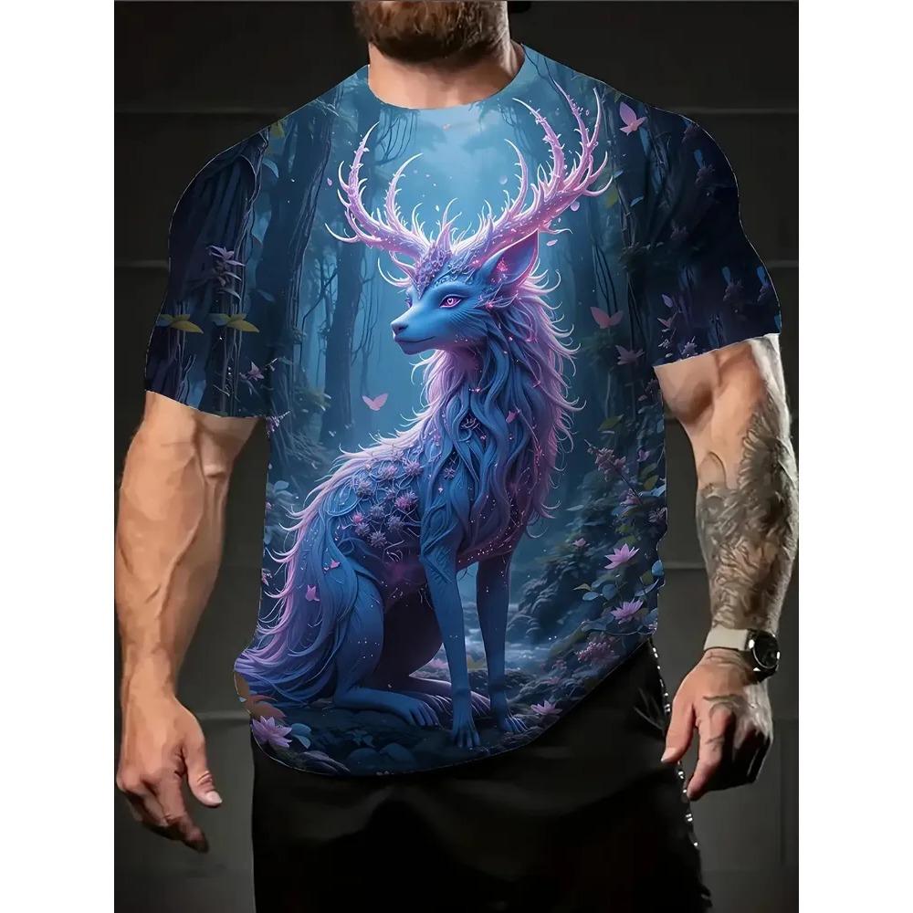 Summer Mens T-shirt Creative 3D Printed Short Sleeved T-shirt Fashionable Comfortable Soft Breathable Large Loose T-shirt