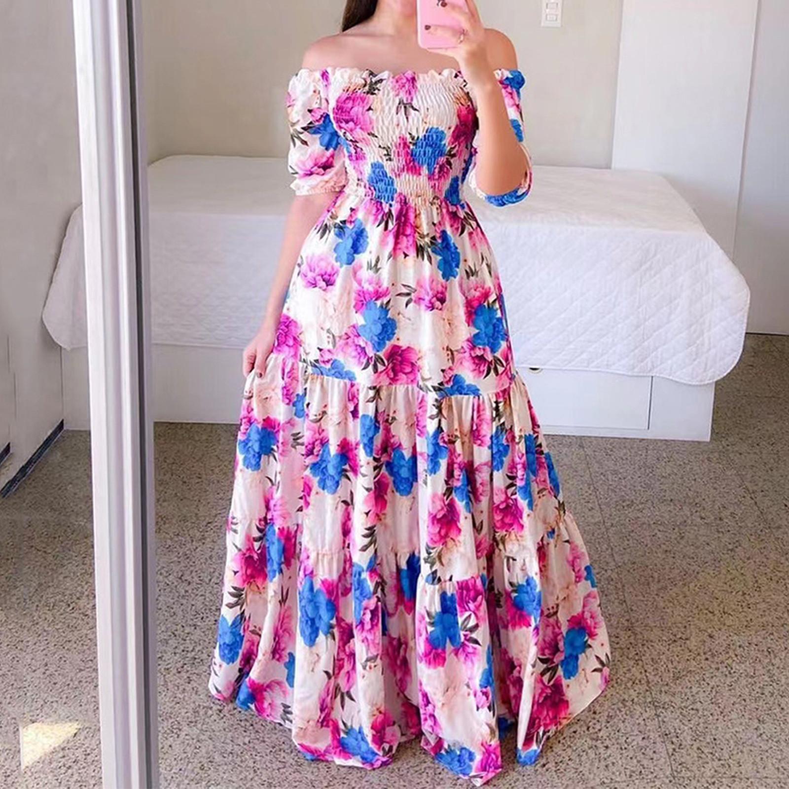 

Женская модная повседневная сексуальная длинная юбка без бретелек с цветочным принтом на одно плечо XL фиолетовый