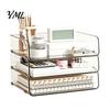Stationery Storage Tray Clear Acrylic File Organizer Tray, 1/2/3/4/5 Tier Paper Ducument Document Holder Box, Stackable Office Supplies Desk Rack Box