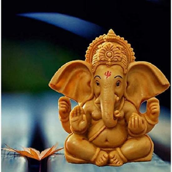 Handcrafted Ganesha Beautiful Lord Ganesha Idol Figurine Showpiece Sculpture Hindu Polyresin Car Dashboard Ganesh Ji Statue Brown