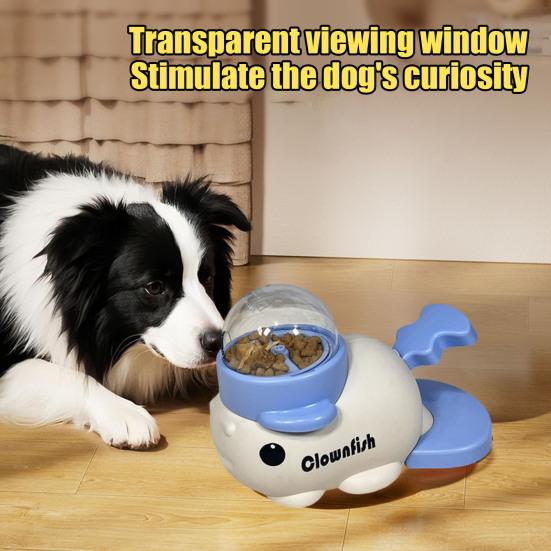 Interactive Dog Treat Dispenser Toy Adjustable Food Dispensing Puzzle Toy Clownfish Design Slow Feeder for IQ Training Mental Stimulation