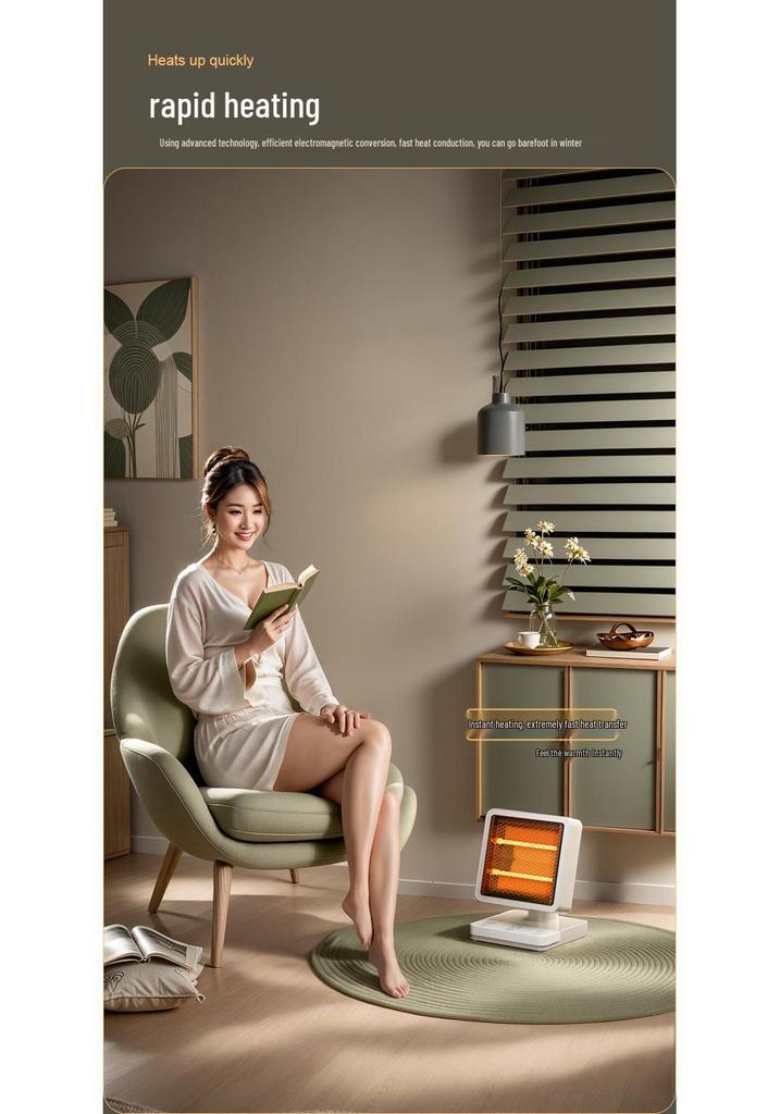 Eco-Efficient Compact Sun Heater: Fast-Heating Electric Fireplace with Energy-Saving Small Foot Pedal