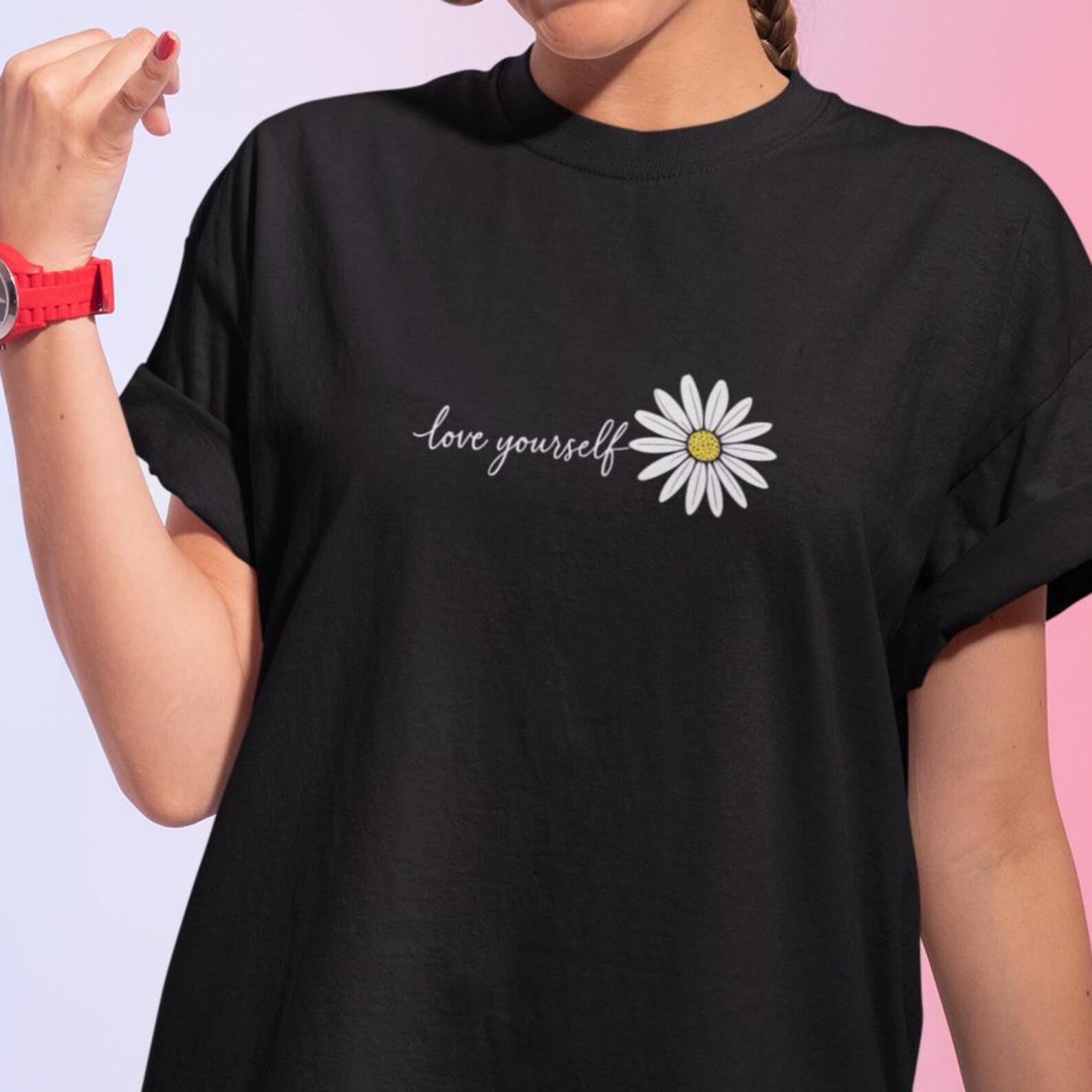 Self Love Daisy Flower Minimal Wellness Graphic Tee Unisex Inspirational Tshirt 4XL