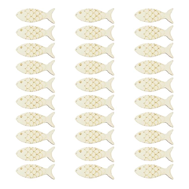 

30 ШТ. Дерев яні заготовки у формі рибок Для творчого розпису На замовлення Прикраси для вечірок Рукоділля Натуральна обробка