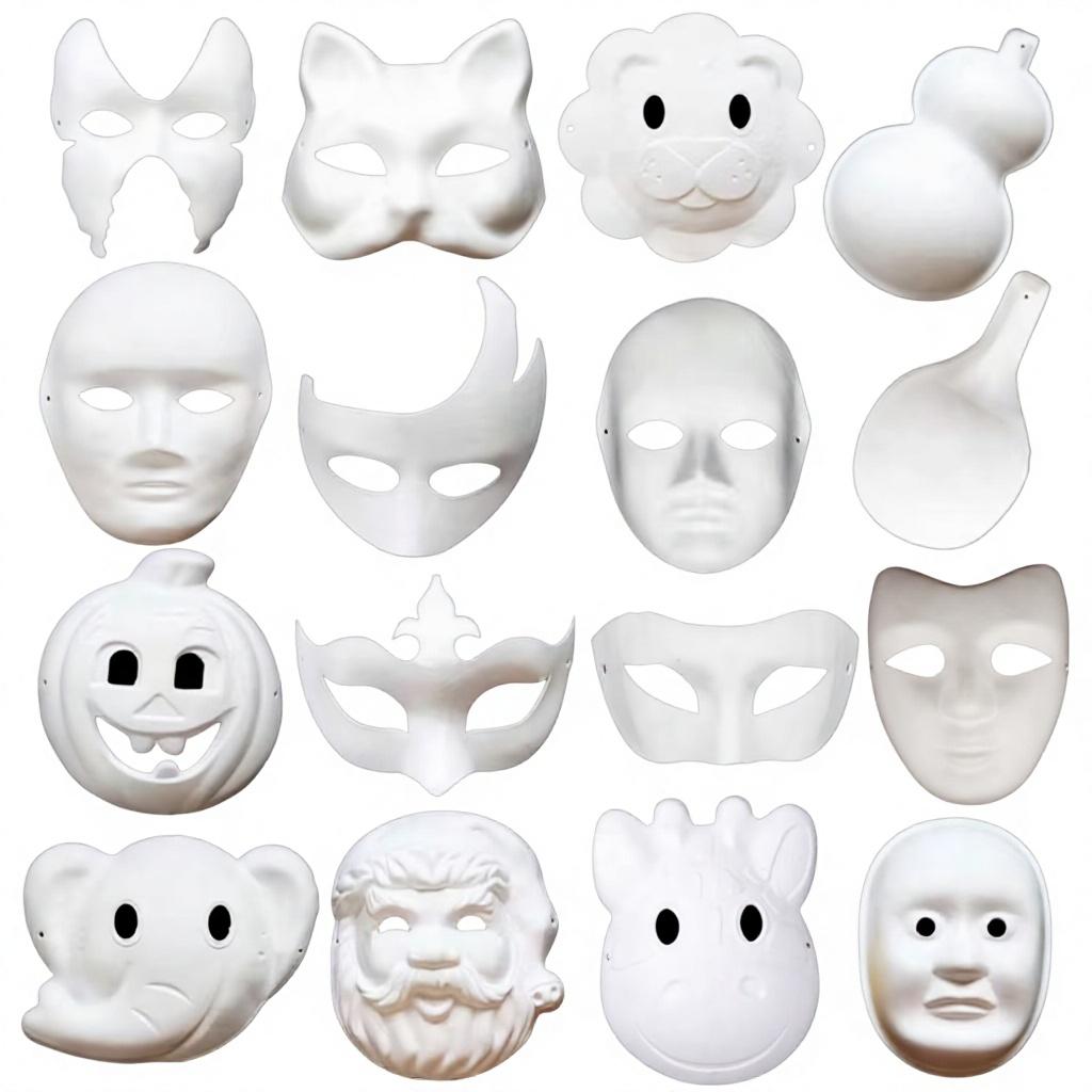 Blank Pulp Paper Half-Face Full-Face Masks for Halloween Children's DIY Hand-Painted Horse-Shaped Ladle Cartoon Style Made China