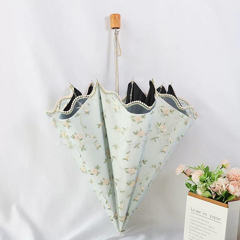 Umbrella Lace Sun Umbrella Female Embroider Sun Protection UV Protection Sun Umbrella Retro Style Princess Umbrella Sunny and Rain Dual-Use