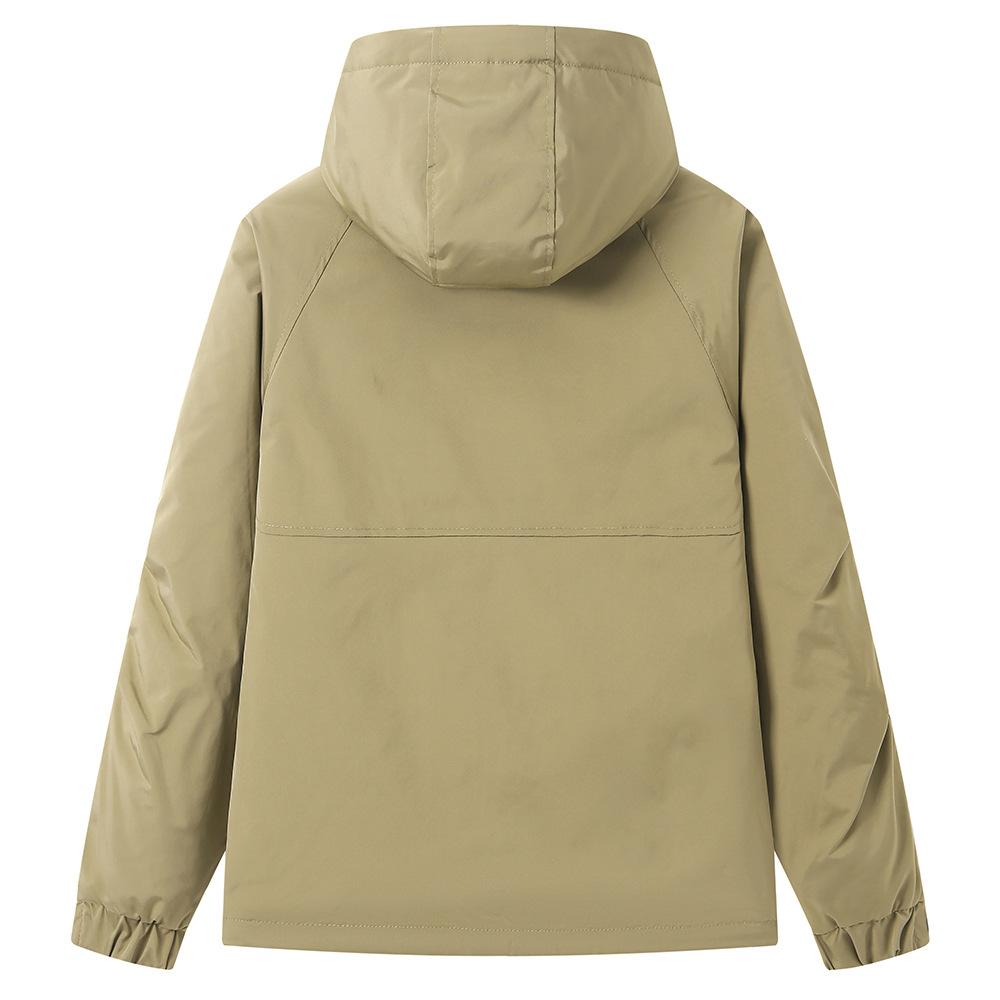 Men's Spring and Autumn Jacket Solid Color Cotton Hooded Windbreaker Outdoor Sports Jacket Men's Jacket